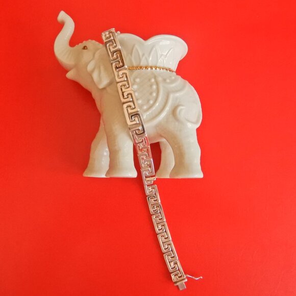 Mint Vtg.Millor Italy 925 Sterling Silver 23.06g Greek Key Bracelet Unisex - Picture 6 of 15